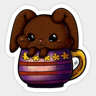 Cute Bunny in a Cup Sticker